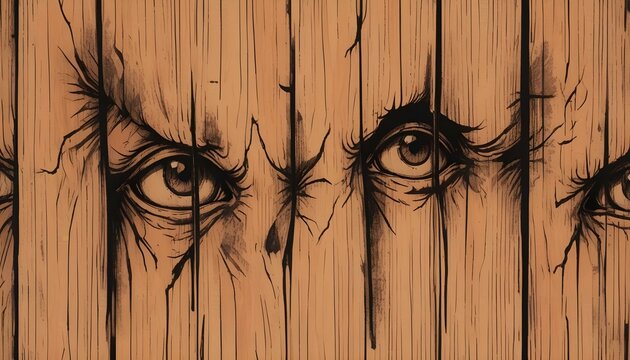 Primer plano de una superficie de madera con patrones de vetas de madera visibles y grietas, lo que sugiere una textura envejecida y desgastada