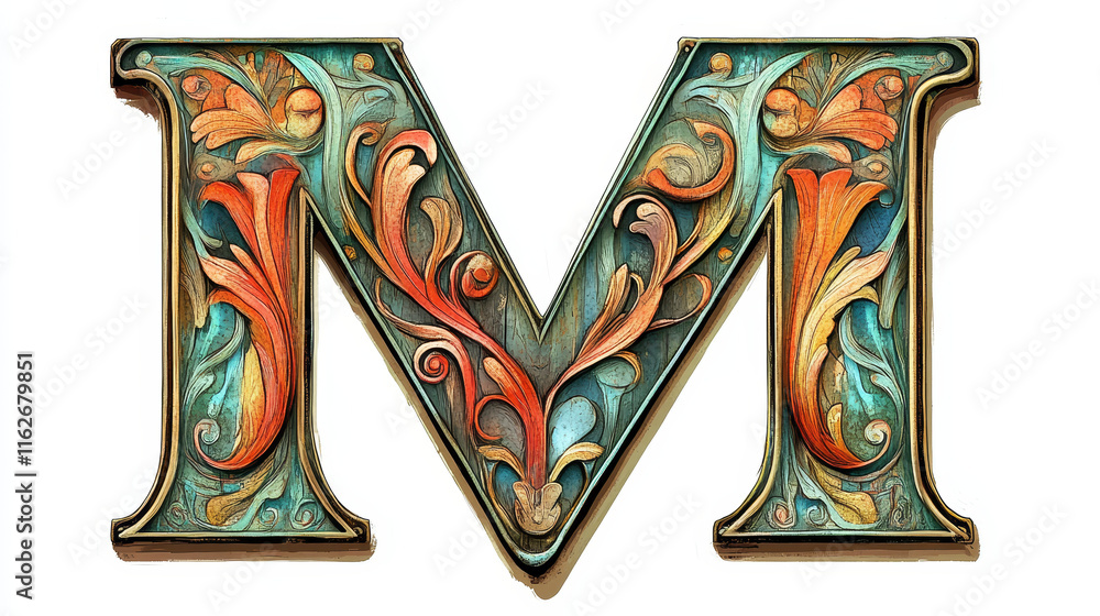 Fototapete set of alphabet symbols and elements of letter m. rasterized version also available in gallery