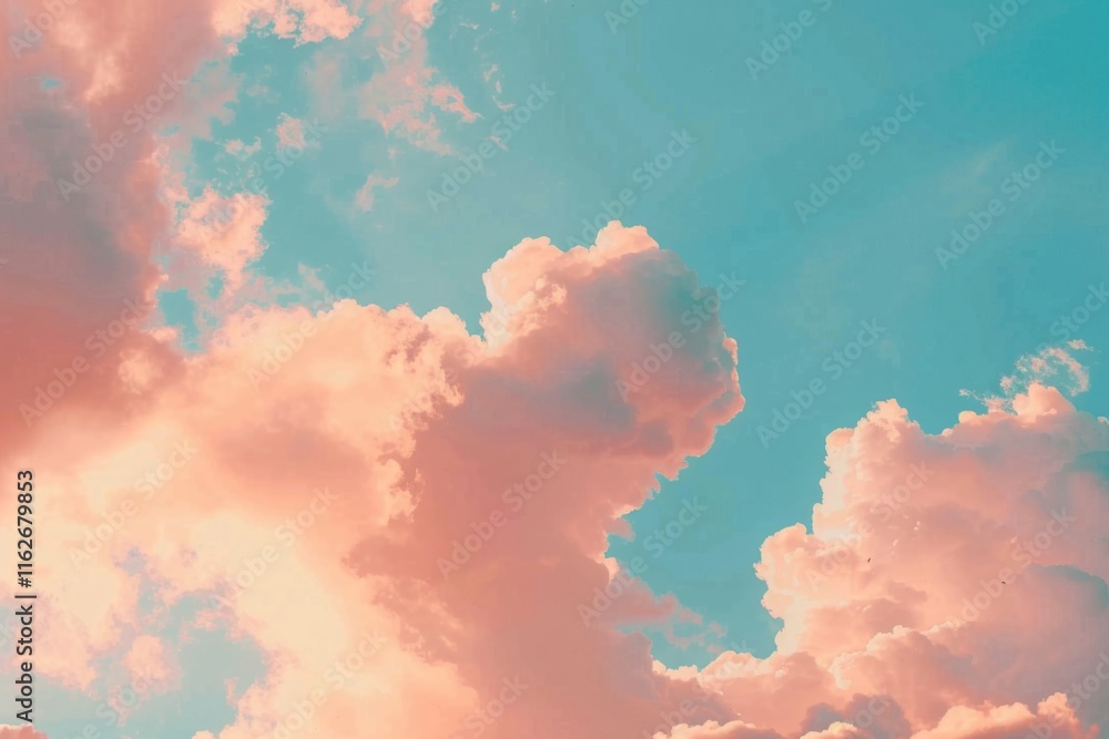 Wall mural soft smooth white clouds with pastel color of sky.for abstract background