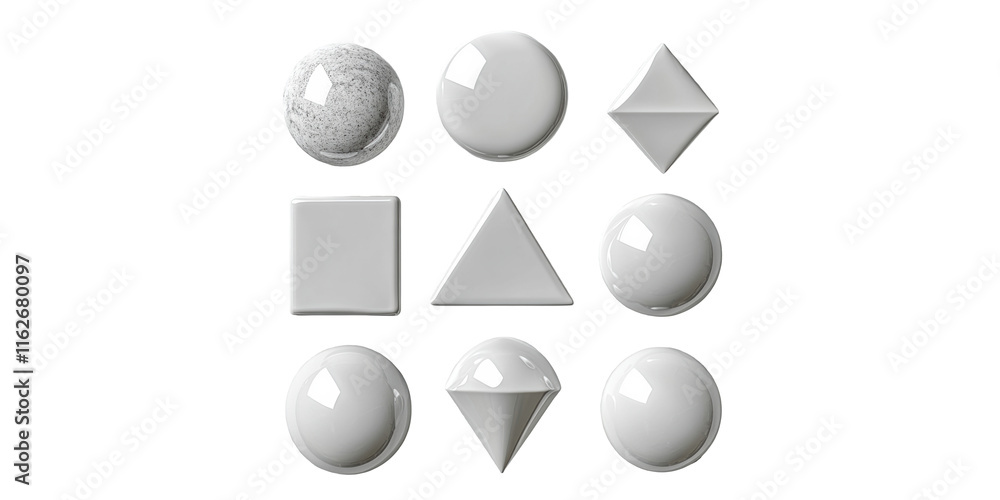 Aufkleber geometric white shapes in various forms isolated on transparent background