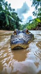 Obraz premium Alligator Head Emerging From Tropical Water