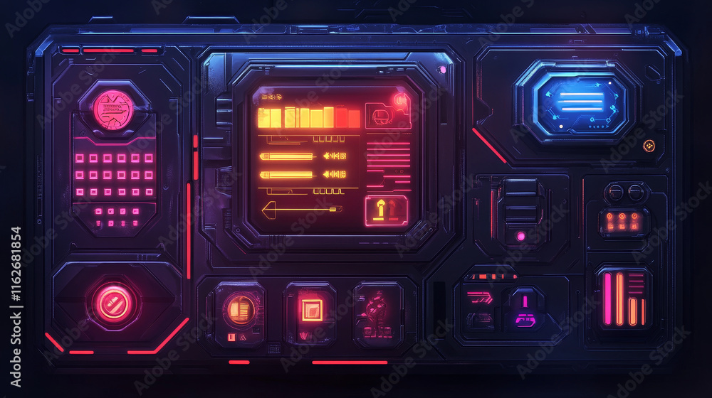 Aufkleber loading process and status bar icons, hud interface. vector sci fi digital futuristic elements for d
