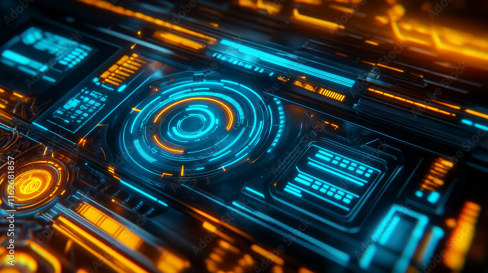 Aufkleber loading process and status bar icons, hud interface. vector sci fi digital futuristic elements for d