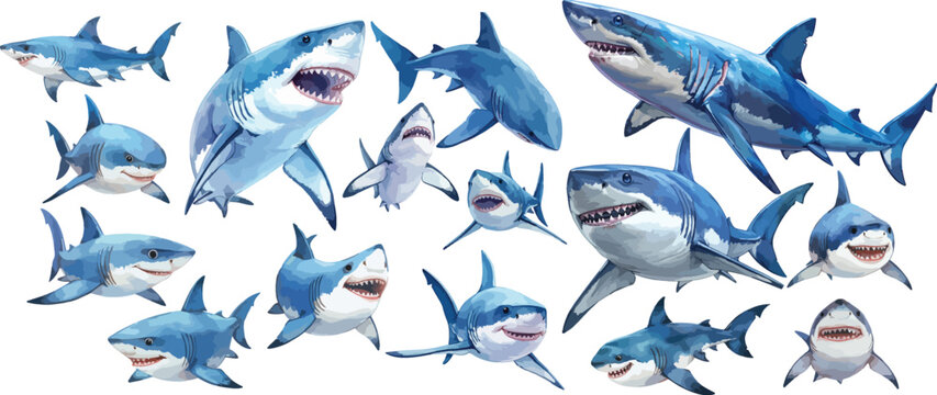 shark watercolor clipart