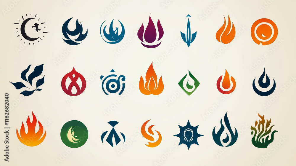 Poster set of different abstract symbols for design or logo template. vector version is also available