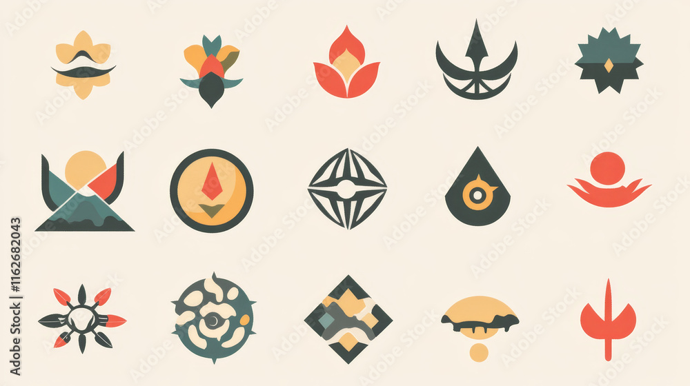 Poster set of different abstract symbols for design or logo template. vector version is also available