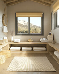 Elegant and serene bathroom retreat with natural light and soft decor