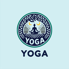 a yoga logo with a tree and a person doing yoga