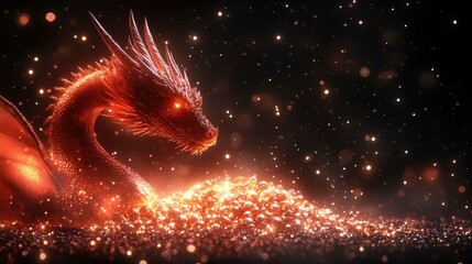 Mystical dragon legends treasure hoard glittering