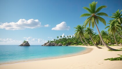 beach with coconut trees