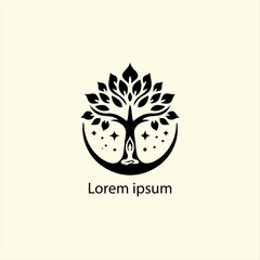 a yoga logo with a tree and a person doing yoga