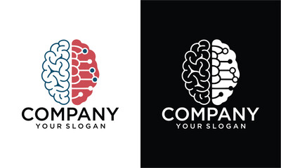 Creative Digital Brain Logo Design Template inspiration.