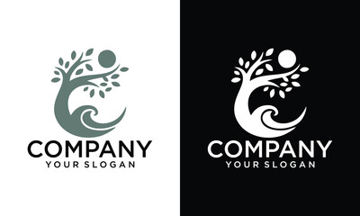 Creative Circle tree logo icon template design