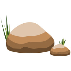 Grass Stone Clipart. Different shapes of stone with moss.