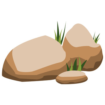 brown rocks with green grass clip art preview