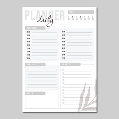 Daily planner vector template