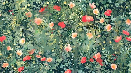 Meadow floral seamless pattern wallpaper