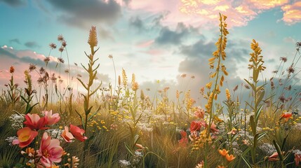 Meadow floral seamless pattern wallpaper