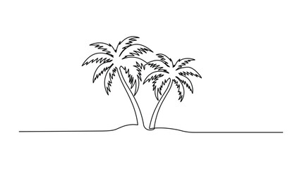 Minimalist  Palm tree continuous one-line drawing vector illustration