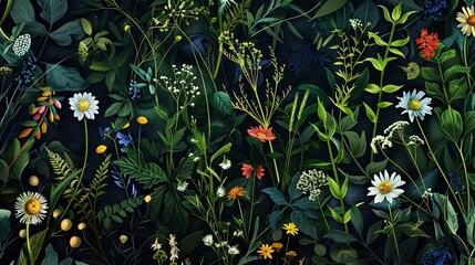 Meadow floral seamless pattern wallpaper