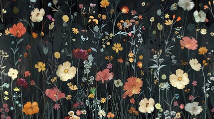 Meadow floral seamless pattern wallpaper