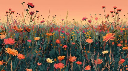 Meadow floral seamless pattern wallpaper