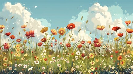 Meadow floral seamless pattern wallpaper