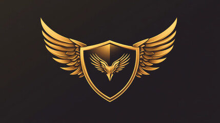 Shield with wings as a heraldic symbol for design or logo template. Jpeg version also available