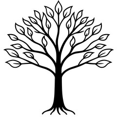 Fototapeta premium Simple Tree Line Art for Logo Design