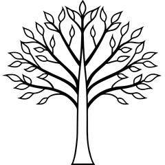 Obraz premium Simple Tree Line Art for Logo Design