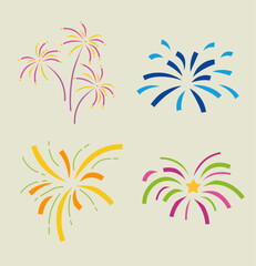 Vector : Set of Firework Celebrate Decorative Element for Party Fun