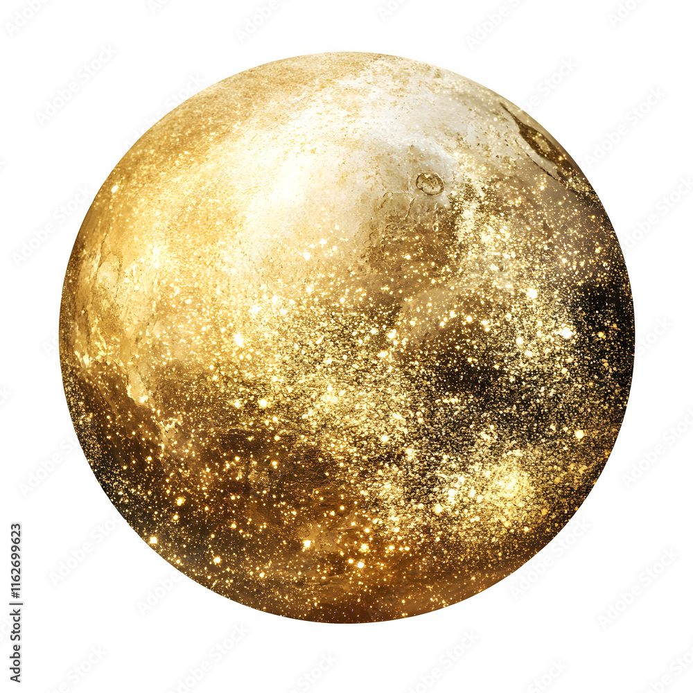 Aufkleber sparkling golden planet on a transparent background, perfect for space, fantasy, and science fiction