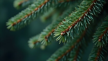 Fototapeta premium Beautiful Christmas Background with green fir tree brunch close up. Natural winter holiday forest backdrop.