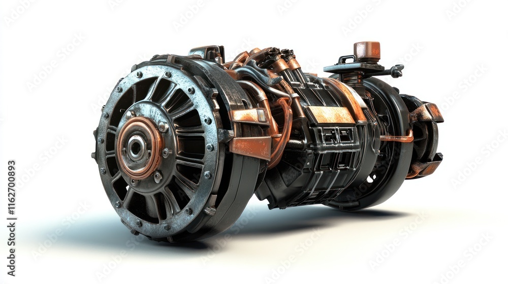 Poster a detailed, futuristic mechanical component designed for advanced technology applications.