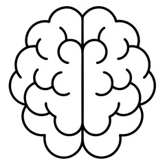 Simplified Brain Symbol in Vector Line Art