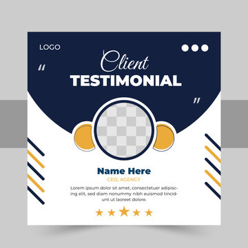 Set of client testimonials or review social media post design, testimonial web banner for social media post