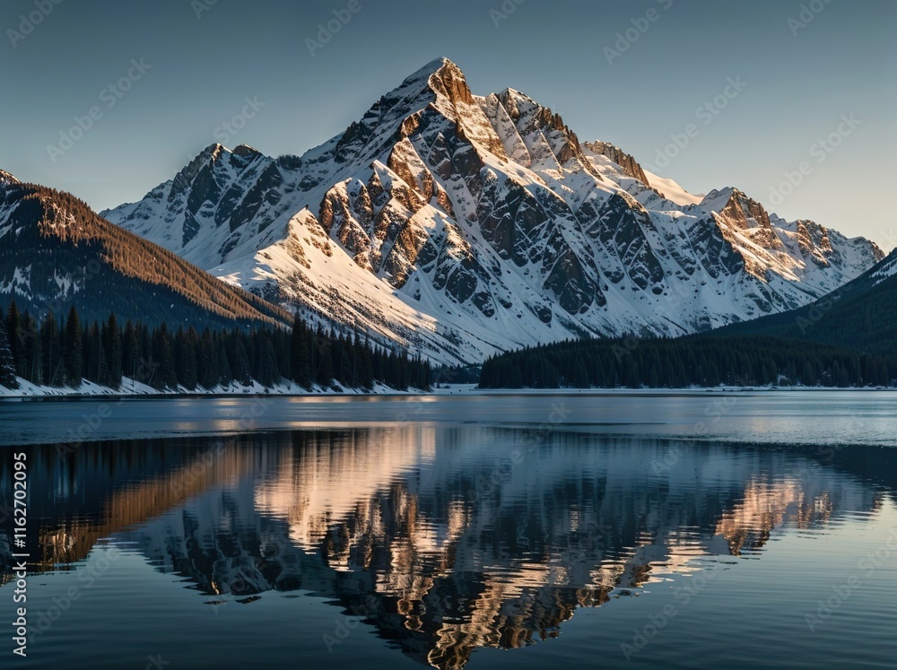 Wall mural reflection in the mountains at sunset