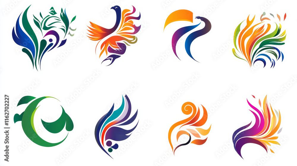 Poster set of different abstract symbols for design or logo template. jpeg version is also available