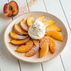 Whipped Cream with Fresh Peach Slices