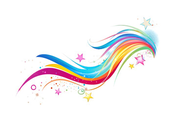 Vibrant Rainbow Swirl with Sparkling Stars and Colorful Abstract Design Elements
