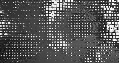 Abstract Cubes Geometric Shapes Black and White Speed Motion Textured Background with Spikes