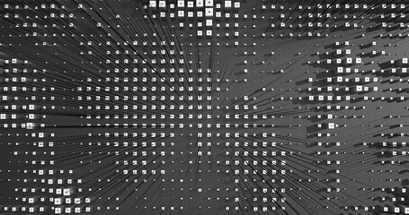 Abstract Cubes Geometric Shapes Black and White Speed Motion Textured Background with Spikes