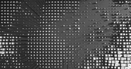 Abstract Cubes Geometric Shapes Black and White Speed Motion Textured Background with Spikes