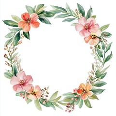 Fototapeta premium Watercolor floral flower frame for a wedding invitation, elegant and romantic design with soft hues