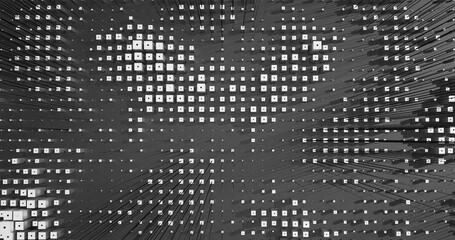 Abstract Cubes Geometric Shapes Black and White Speed Motion Textured Background with Spikes