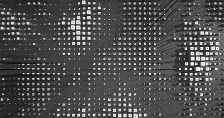 Abstract Cubes Geometric Shapes Black and White Speed Motion Textured Background with Spikes