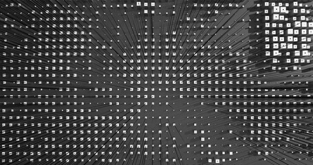 Abstract Cubes Geometric Shapes Black and White Speed Motion Textured Background with Spikes
