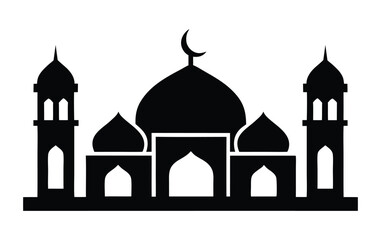 Silhouette mosque icon Muslim vector illustration. Islamic design with isolated on white background.