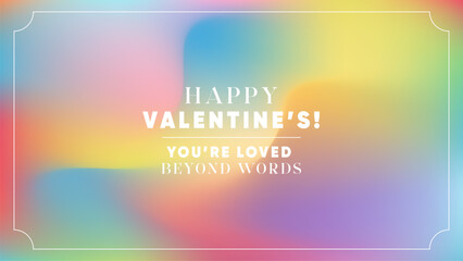 Colorful gradient Valentine’s Day background with romantic text and smooth vibrant transitions. Perfect for greeting cards and festive designs.