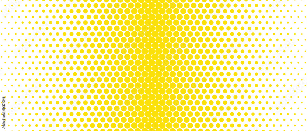 Poster abstract yellow big to small dot pattern.